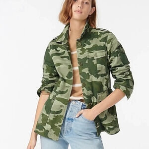 New J Crew Garment Dyed Camo Utility Jacket